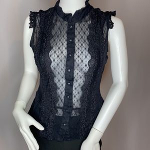 Free People Black Lace Top